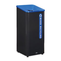 Recycling Container: 23 gal, Square, Black & Blue